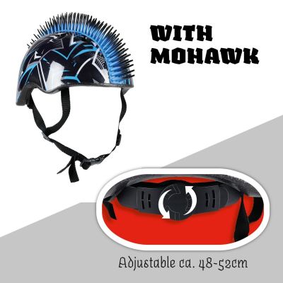 3. Verstellbarer Kinder-Fahrradhelm No Fear Mohawk, Größe (48-52 cm), Schwarz/Blau