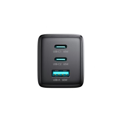 6. Joyroom JR-TG10 65W GaN 2x USB-C + USB-A Wandladegerät mit 100W USB-C - USB-C 1,2m Kabel - schwarz