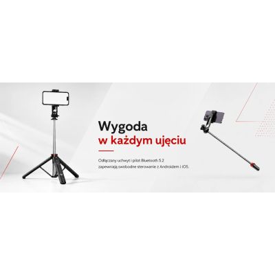 25. Selfie-Stick WC1Y3S Teleskopstativ 1,3 m mit Telefonhalter – Schwarz