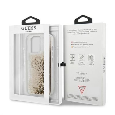 8. Guess 4G Big Liquid Glitter Case für iPhone 13 Pro Max 6,7" - Gold