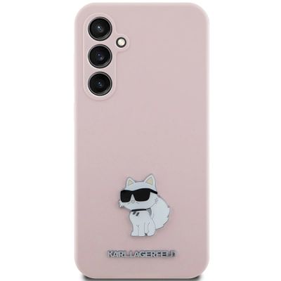 3. Karl Lagerfeld Choupette Metal Pin-Hülle aus Silikon für Samsung Galaxy S23 FE – Rosa