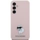 3. Karl Lagerfeld Choupette Metal Pin-Hülle aus Silikon für Samsung Galaxy S23 FE – Rosa