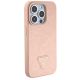 4. Guess Croco Triangle Metal Logo Hülle für iPhone 15 Pro – Rosa