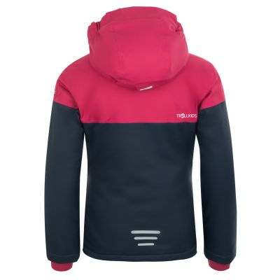 2. Trollkids Mädchen Hallingdal Jacke mit Kapuze, Marineblau/Pink (223-114)