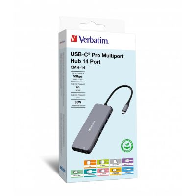 Verbatim CMH-14 USB Typ-C Adapter 5000 Mbit/s Silber