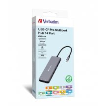 Verbatim CMH-14 USB Typ-C Adapter 5000 Mbit/s Silber