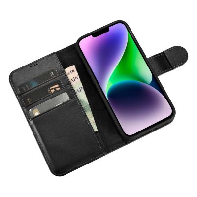 10. iCarer Wallet Case 2in1 Cover iPhone 14 Plus Anti-RFID Leder Flip Case Schwarz (WMI14220727-BK)