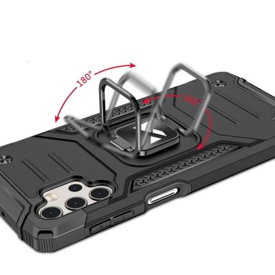 4. Wozinsky Ring Armor Tough Hybrid Case Cover + Magnethalter für Samsung Galaxy A73 silber