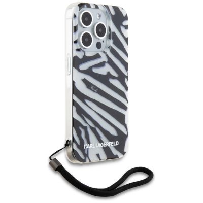 3. Karl Lagerfeld IML Zebra Pattern & Cord Hülle für iPhone 15 Pro Max – Schwarz