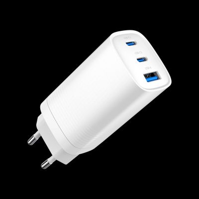 4. GEMBIRD Schnellladegerät mit USB-C-Anschluss, 3x USB, 65 W, Weiß
