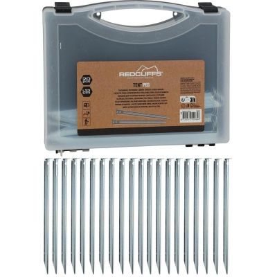 6. Zeltnägel 23 cm, 20er-Set, Metall, im Redcliffs-Koffer