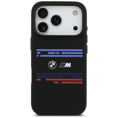 3. BMW M Silikonhülle mit horizontaler Linie und MagSafe-Funktion für iPhone 17 Pro – Schwarz