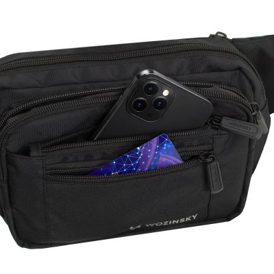 7. Wozinsky WSB-W1 Unisex-Schultertasche mit verstellbarem Riemen, wasserdicht – schwarz