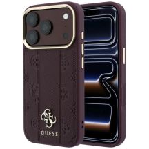 Guess Stripe Peony 4G Logo MagSafe Hülle für iPhone 18 Pro Max / 17 Pro Max - Burgunderrot