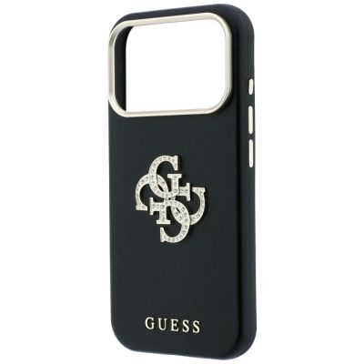6. Guess Smooth & Big Strass Logo Hülle für iPhone 18 Pro Max / 17 Pro Max - Schwarz