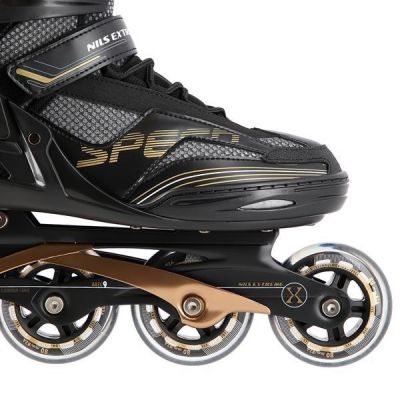 5. NILS EXTREME NA2150 ROLLSCHUHE SCHWARZ UND GOLD GRÖSSE 44