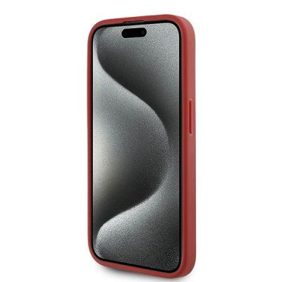 5. Karl Lagerfeld Diagonal Quilted Script Hülle für iPhone 15 Pro Max – Rot