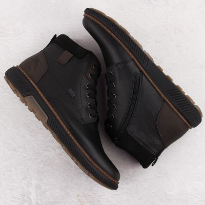 4. Gefütterte wasserdichte Herren-Lederstiefeletten in Schwarz Rieker B3343-00
