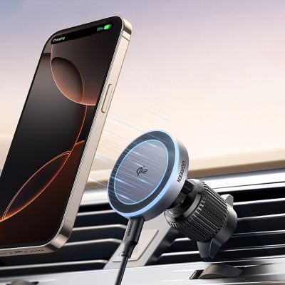 2. Ugreen W708 Kabelloses Ladegerät mit MagSafe, Qi2, für Lüftungsschlitze - Schwarz