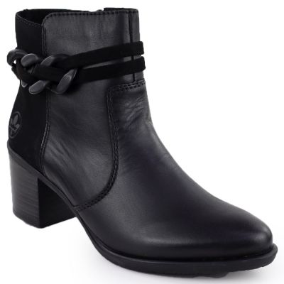Damen-Ankle-Boots aus Leder mit schwarzem Absatz, Rieker Y2066-00