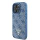 2. Guess Umhängetasche aus Leder mit Metall-Logo und Strass für iPhone 16 Pro Max – Blau