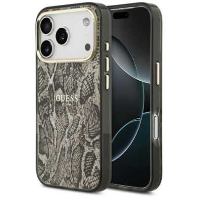 Guess MagSafe-Hülle mit Pythonmuster für iPhone 17 Pro – Braun