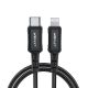 Acefast C4-01 Lightning – USB-C PD-Kabel 30 W 3 A 480 Mbit/s 1,8 m – Schwarz