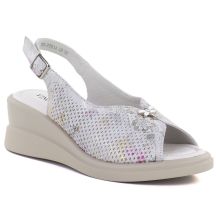 graue Damen-Keilsandalen aus Leder, Vinceza 26-79614