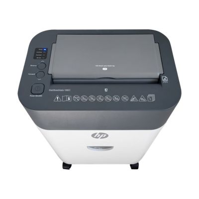 35. HP ONESHRED Auto 100CC Papiervernichter, Weiß und Grau