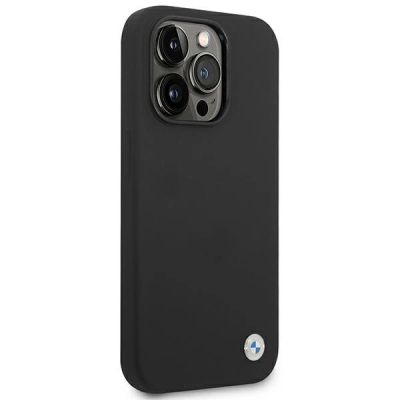 4. BMW Silikon-Metall-Logo-Hülle für iPhone 14 Pro – Schwarz