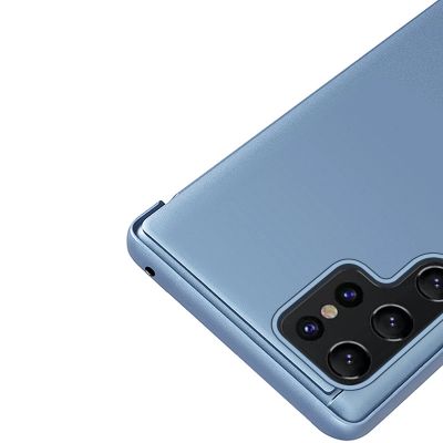 7. Clear View Case für Samsung S24+ mit Klappe – blau