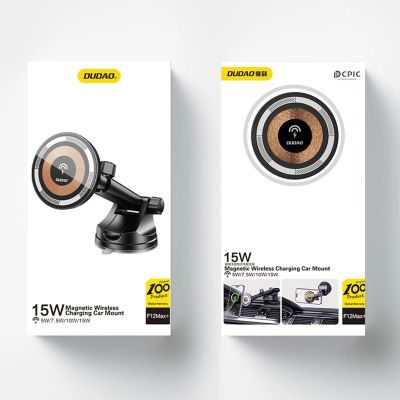 13. Dudao F12MAX+ Kfz-Halterung mit 15-W-Funkladegerät, kompatibel mit MagSafe – Schwarz