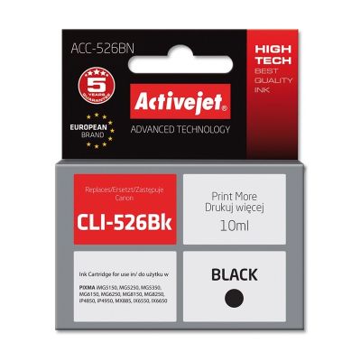 Activejet ACC-526BN Tinte (Ersatz für Canon CLI-526Bk; Supreme; 10 ml; Schwarz)
