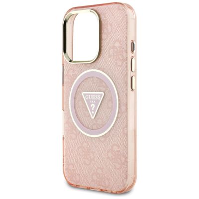 6. Guess IML Metal Glitter 4G Circle Triangle MagSafe Case für iPhone 16 Pro Max - Rosa