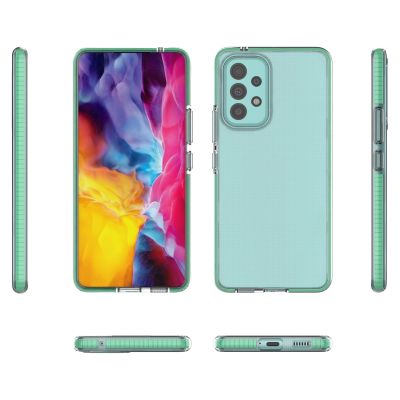 2. Spring Case Cover Gel Cover mit farbigem Rahmen für das Samsung Galaxy A73 dunkelblau
