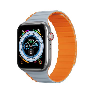Magnetisches Apple Watch SE, 9, 8, 7, 6, 5, 4, 3, 2, 1 (41, 40, 38 mm) Dux Ducis Armband (LD-Version) – grau-orange