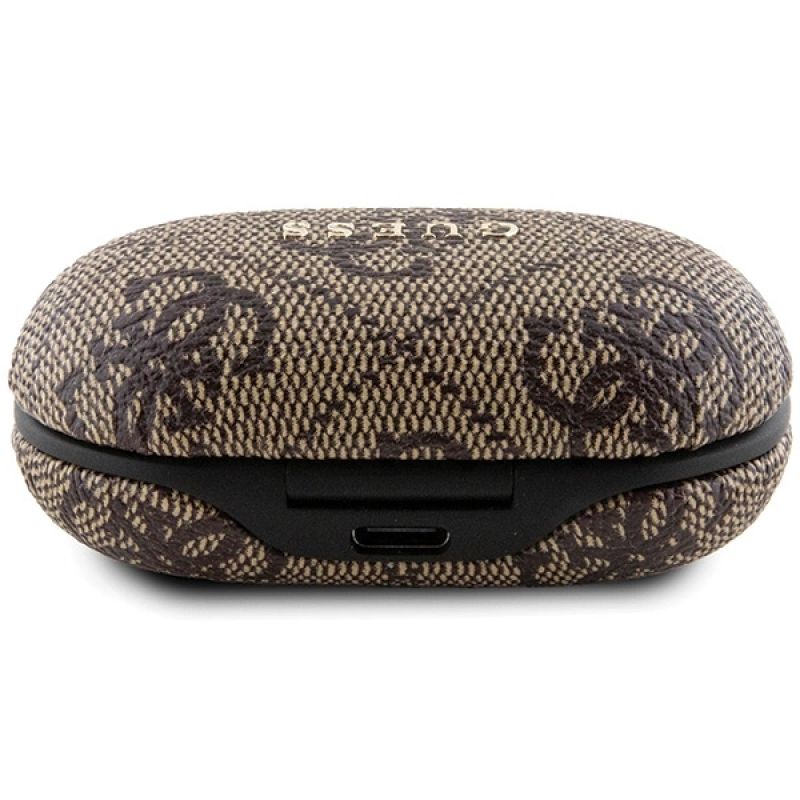 3. TWS Guess 4G Metall-Bluetooth-Kopfhörer mit ENC-Dockingstation – Braun