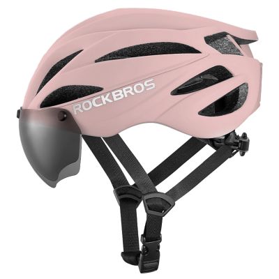 13. Rockbros Fahrradhelm mit Visier, abnehmbarer UV-Schutzbrille, Unisex – Braun