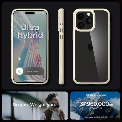 6. Spigen Crystal Hybrid-Hülle für iPhone 15 Pro Max – transparent und beige