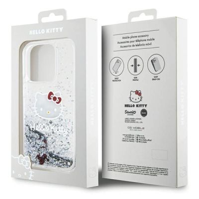 8. Hello Kitty Liquid Glitter Charms Kitty Head Hülle für iPhone 13 Pro / 13 – Silber