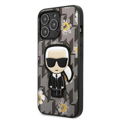 2. Karl Lagerfeld Flower Ikonik Karl Hülle für iPhone 13 Pro / iPhone 13 – grau