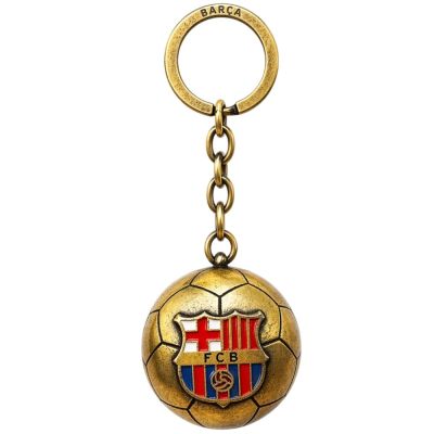 Original lizenzierter FC Barcelona Schlüsselanhänger in Form eines goldenen Balls mit dem Wappen B7081