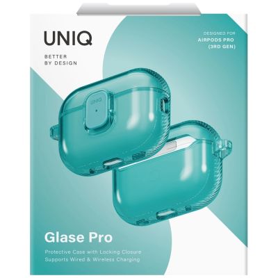 6. Uniq Glase Pro Schutzhülle für AirPods Pro 3 mit Schloss – Transparentblau