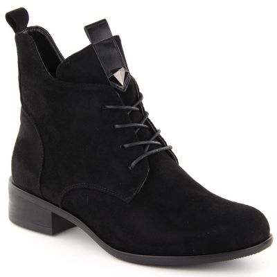 11. Damen-Boots mit Schnürung und Reißverschluss, warm gefüttert, schwarz M.Daszyński SA198-24