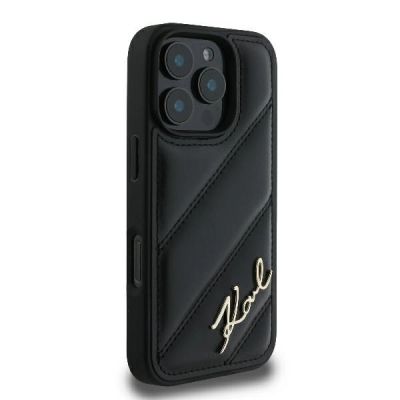 4. Karl Lagerfeld Quilted Signature Hülle für iPhone 16 Pro – Schwarz