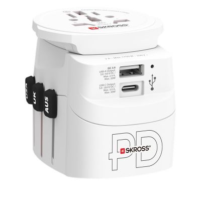 SKROSS Pro Light USB AC30PD Weltadapter, Weiß