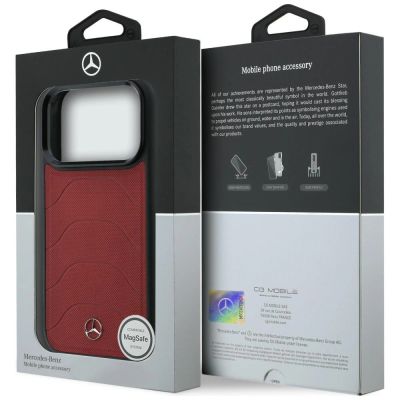8. Mercedes Leder-Mesh-Hülle mit Bow Line MagSafe für iPhone 17 Pro Max – Rot
