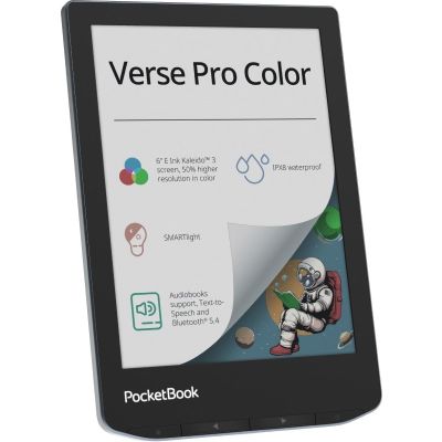 4. PocketBook Verse Pro Color 634 6" E-Ink Kaleido 3 16GB Wi-Fi Stormy Sea