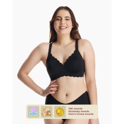 2. MOMCOZY YN46 Nahtloser Still-BH mit Blumenmuster, Schwarz, Größe S