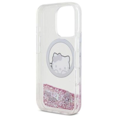 7. Hello Kitty Liquid Glitter Sweet Kitty Bows MagSafe Hülle für iPhone 16 Pro – Weiß